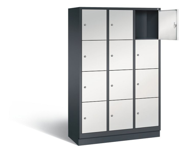 C+P Schließfachschrank Evolo, H1800xB1200xT500mm, Farbe: Schwarzgrau / Lichtgrau, 48020-324 S10048