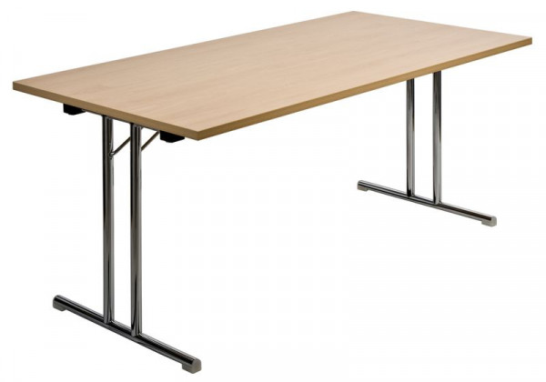 Kaiser-Sitzmöbel Klapptisch Modell KT620, 160x80cm, ca. 75cm hoch, Farbe: Buche, T-Fuß-Form, Kanten: Form N, VE: 4 Stück, KT620-N-160x80SLPB