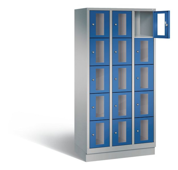 C+P Schließfachschrank Classic, H1800xB900xT500mm, Farbe: Weißaluminium / Enzianblau, 8020A305 S10011