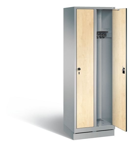 C+P Garderobenschrank Evolo, H1800xB610xT500mm, Farbe: Weißaluminium / Dekor Donau-Ahorn, 48020-20 S10959