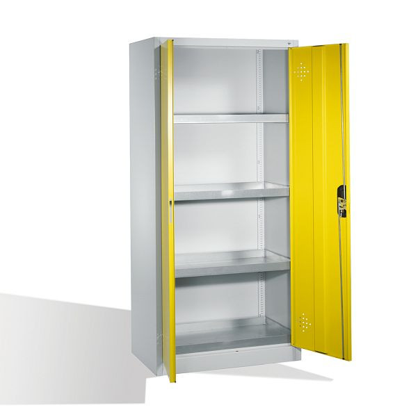C+P Umweltschrank Acurado, H1950xB930xT500mm, Farbe: Lichtgrau / Verkehrsgelb, Muldengriff, 8921-315 S10254