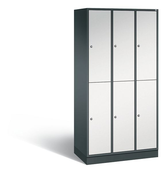 C+P Spind doppelstöckig Intro, 3 Abteile, H1950xB920xT490 mm, Anthrazit/Grau, 8270-301 S10099