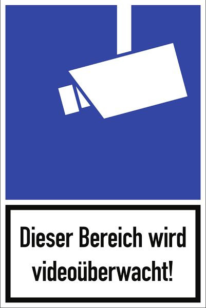 Moedel Dieser Bereich wird videoüberwacht!, Kombischild, Aluminium, 180x270 mm, 99064