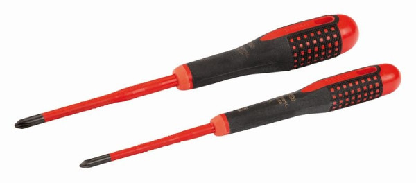 Bahco Satz gemäß VDE isolierte, schlanke ERGO™ Schraubendreher mit 3-Komponenten-Griff für Phillips Schrauben – 2-teilig, BE-9891SL