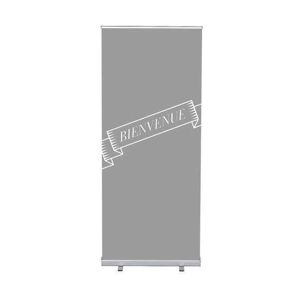 Showdown Displays Roll-Banner Budget 85 Komplettset Willkommen Grau Französisch, RBB085LSFI570