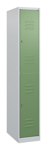 C+P Doppelstöckiger Spind Classic PLUS, 1700x300x500mm, 7035/6011, Zylinderschlösser, 0803007-10 S10019