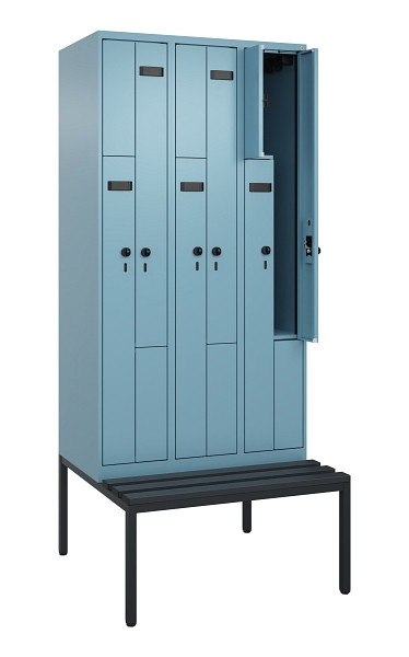 C+P Z-Spind Evolo PLUS, 6 Fächer, 2120x900x815mm, 0010/0010, Drehriegel, Sitzfläche Kunststoff, Sitzbank, 0490537-306 S10076