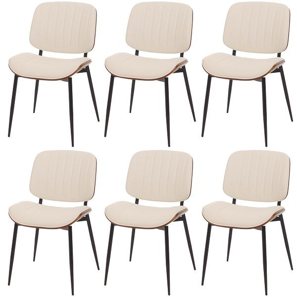 Mendler 6er-Set Esszimmerstuhl HWC-O44, Küchenstuhl Stuhl, Bugholz Kunstleder Öko-Tex FSC®, Walnuss-Optik, weiß, 3x118201