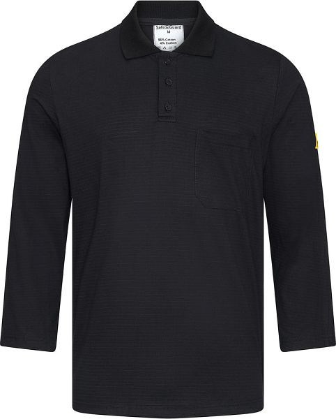 SafeGuard ESD-Poloshirt, langarm, schwarz 150 g/qm, Größe L, DSWL44092