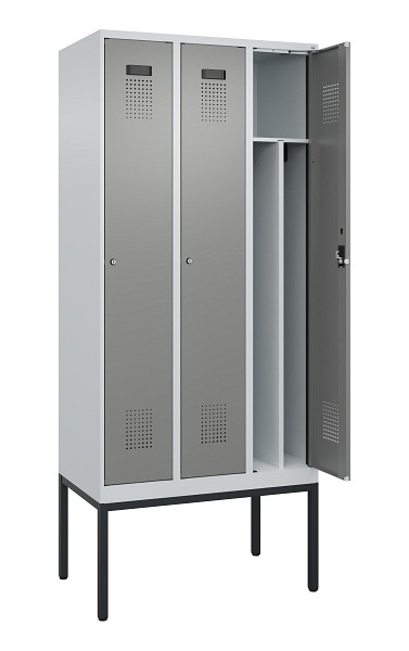 C+P Spind Evolo PLUS, Gestell, 3 Abteile, 2120x900x500mm, 7035/0004, Verschluss Zylinderschloss, 0490307-30F S10041