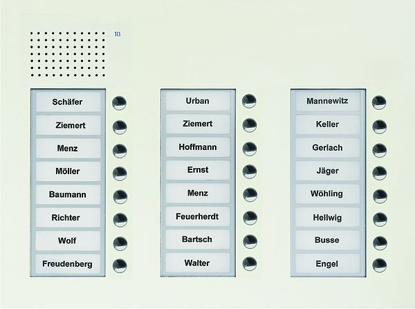 TCS Audio Außenstation Serie PUK 24 Klingeltasten (rechtsbündig), 3-spaltig, UP weiß, PUK24/3-WS