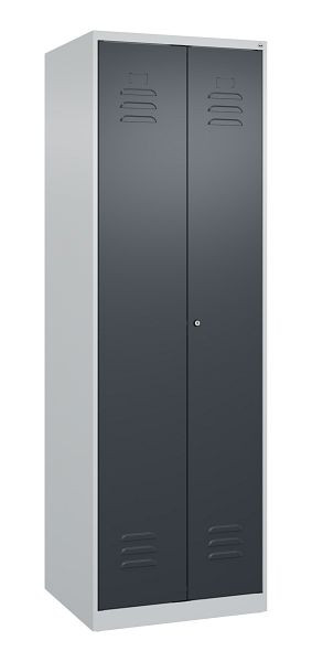 C+P Mehrzweckschrank Classic PLUS, C Wäsche-/Garderobenspind Classic PLUS, 2 Abteile, 1850x600x500mm, 7035/7016, Zylinderschloss, 080600-20 S10020