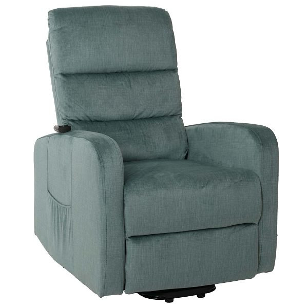 Mendler Fernsehsessel HWC-K62, Sessel Relaxsessel TV-Sessel, Liegefunktion Aufstehhilfe elektrisch, Metall Chenille, blau-grün, 108707