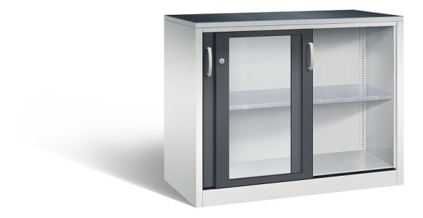 C+P Schiebetürenschrank Acurado, H1950xB1200xT500mm, Farbe: Lichtgrau / Schwarzgrau, Bügelgriff, 2059-055 S10048