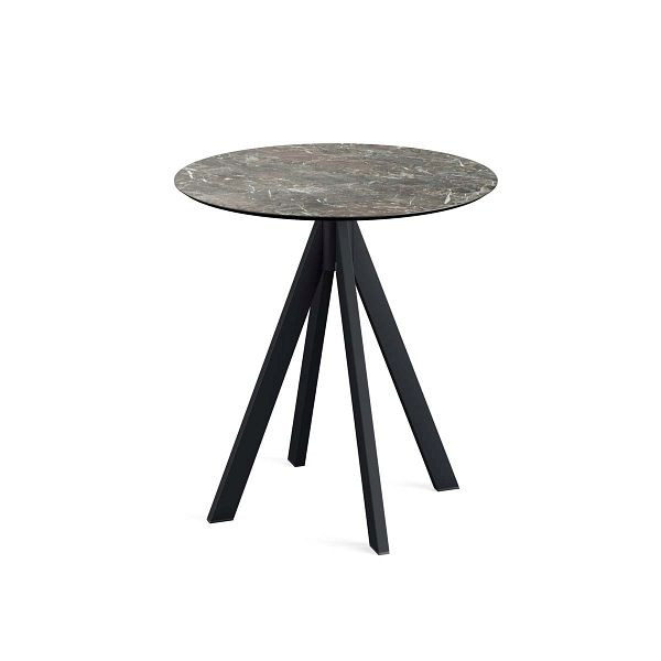 Feros Infinity Terrassentisch Schwarz gestell + Galaxy Marble HPL Ø70 cm, 120011570