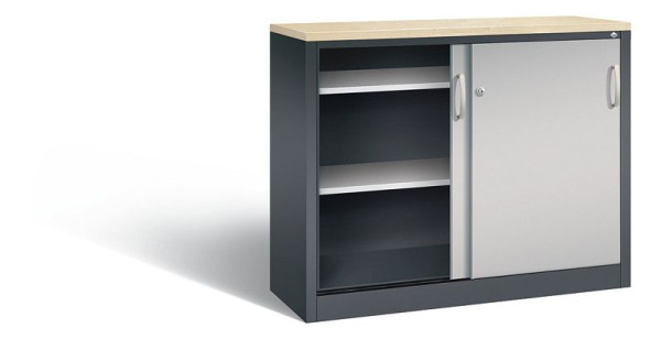 C+P Sideboard mit Schiebetüren Acurado, H1000xB1200xT400mm, Farbe: Schwarzgrau / Weißaluminium, Bügelgriff, 2046-00 S10249