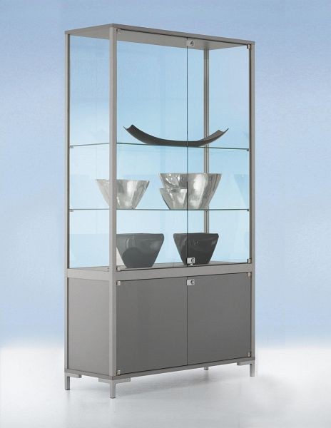 BST Staufachvitrine, Dekor-Silber, 3 Böden, 1000x400x1860mm, LINK-V10440