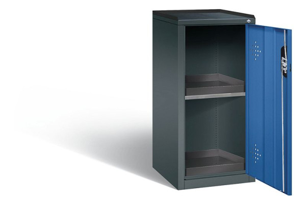 C+P Umweltschrank Acurado, H1000xB502xT500mm, Farbe: Anthrazitgrau / Enzianblau, Muldengriff, 8721-316 S10042