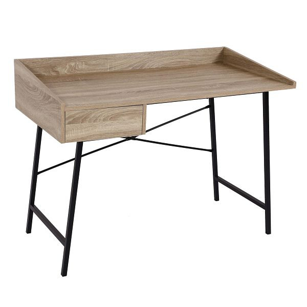 Mendler Schreibtisch HWC-J97, Bürotisch Computertisch, Schublade 3D-Struktur 98x114x60cm, Eiche-Optik, 84812
