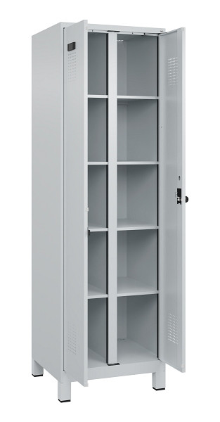 C+P Wäsche-Spind Evolo PLUS, mit Füßen, 2 Abteile, 1950x600x500mm, 7035/7035, Verschluss Drehriegel, 049012-20B S10013