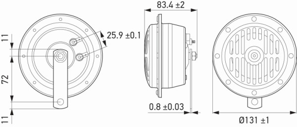 HELLA Horn, 24V, 114dB(A), Frequenzbereich: 280/380Hz, Gehäusefarbe: schwarz, Set, 3CB 004 811-071