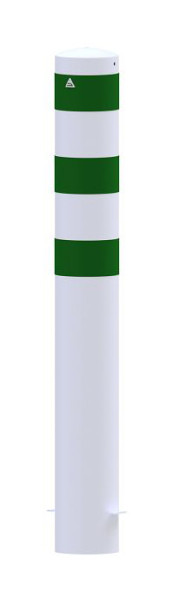 Schake Rammschutzpoller Ø 193 mm, mit 3 grün reflektierenden Streifen, weiß pulverbeschichtet, 4L191BSGR