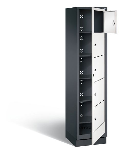 C+P Wäsche-Ausgabeschrank Evolo, H1800xB420xT500mm, Farbe: Schwarzgrau / Verkehrsweiß, 48160-105 S10114