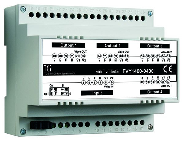 TCS Videosignalvertieler zum Aufsplitten von Videosträngen, 4-fach, Hutschiene 6 TE, FVY1400-0400