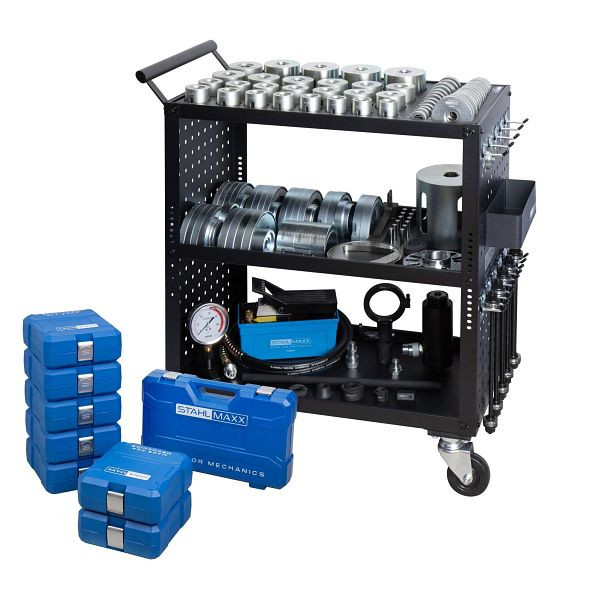 Stahlmaxx Radlager-Werkzeugsatz 116-teilig, für Buchsen, Kompakt- & Standard-Radlager, inkl. Hydraulik & Servicewagen, XXL-980009