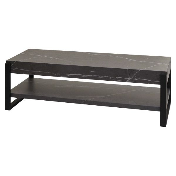 Mendler TV-Rack HWC-L53, Fernsehtisch Lowboard TV-Tisch, Metall 42x120x44cm, Marmor-Optik grau, 99709