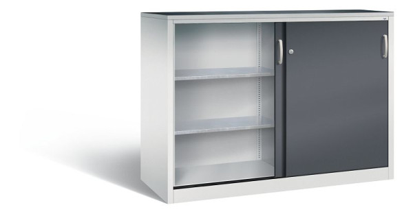 C+P Schiebetürenschrank Acurado, H1200xB1600xT600mm, Farbe: Lichtgrau / Schwarzgrau, Bügelgriff, 2167-09 S10036