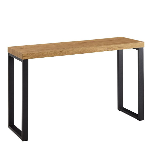 Wohnling Konsolentisch Eiche-Dekor/Schwarz 120x39x75,5 cm Design Anrichte Flur, Ablagetisch Schmal, Flurtisch mit Metallbeine, WL6.570
