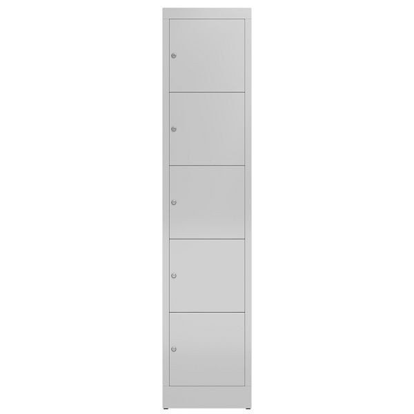 Lüllmann ClassiX Schließfachschrank, 1 Abteil, 5 Fächer, 1800 x 415 x 500 mm, lichtgrau, X-523510