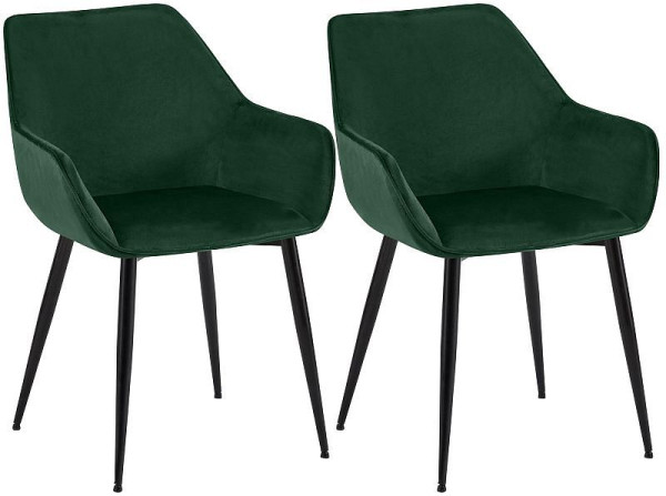 CLP 2er Set Esszimmerstuhl Vessa Samt, grün, 323688
