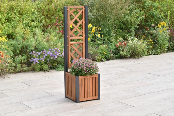 Merxx Rankgitter, klein, Pflanzkasten mit Rankgitter, Aluminium mit FSC Akazienholz, 22151-011