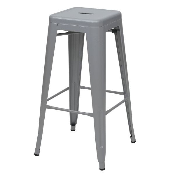 Mendler 4er-Set Barhocker HWC-A73, Barstuhl Tresenhocker, Metall Industriedesign stapelbar, grau, 4x57865