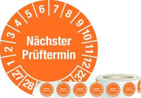 Produktbild von DENIOS Prüfplakette "Nächster Prüftermin", 27 - 32, orange, Folie, SK, 30 mm, VE: 1 Rolle à 1000 Stück, 290048 DENIOS Prüfplakette "Nächster Prüftermin", 27 - 32, orange, Folie, SK, 30 mm, VE: 1 Rolle à 1000 Stück, 290048