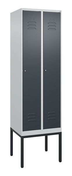 C+P Umkleidespind Classic PLUS, Gestell, 2 Abteile, 2120x600x500mm, 7035/7016, Zylinderschlösser, 0800307-20 S10023