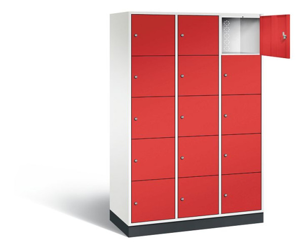 C+P XL-Schließfachschrank Intro, H1950xB1220xT490mm, Farbe: Verkehrsweiß / feuerrot, 8570-302 S10130