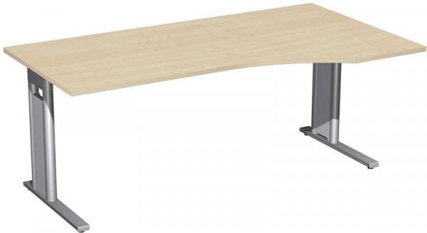geramöbel PC-Schreibtisch rechts starr, C Fuß Blende optional, 1800x1000x720, Ahorn/Silber, N-648305-AS