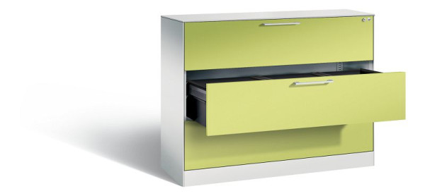 C+P Hängeregistraturschrank Asisto, H1010xB1200xT435mm, Farbe: Lichtgrau / Viridingrün, Bügelgriff, 146041-313 S10140