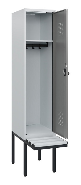 C+P Spind Evolo PLUS, 1 Abteil, 1950x400x815mm, 7035/0004, Drehriegel, Sitzfläche Kunststoff, 0490405-12 S10068