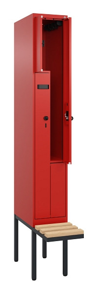 C+P Z-Spind Evolo PLUS, Bank, 2 Fächer, 2120x300x815mm, 3020/3020, Drehriegel, Sitzfläche Holz, 0490437-102 S10028