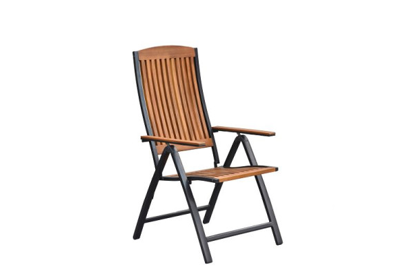 Merxx Athos Klappsessel, Rückenlehne 5-fach verstellbar, Aluminium mit FSC Akazienholz, 22060-217