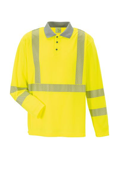 Planam Norit Warnschutz Poloshirt langarm gelb/zink XXL, Unisex, 5896060