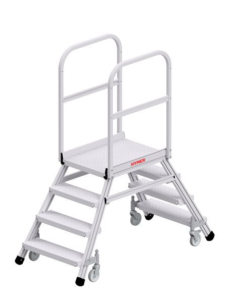 HYMER Podesttreppe R13 fahrbar, beidseitig begehbar, 2x4 Stufen, 638904