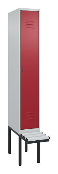 C+P Umkleidespind Classic PLUS, 2120x300x815mm, 7035/3003, Zylinderschloss, je 2 Doppel-Haken, 0800407-10F S10016