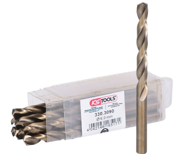 KS Tools HSS-G Co 5 Spiralbohrer, 9mm, VE: 10 Stück, 330.3090