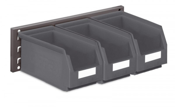 Kappes RasterPlan Wandschiene Schlitzplatte Set 10, L 460 mm x H 140 mm, RAL 7016, 3 x Lagersichtkästen Größe 5, 4202.02.5308