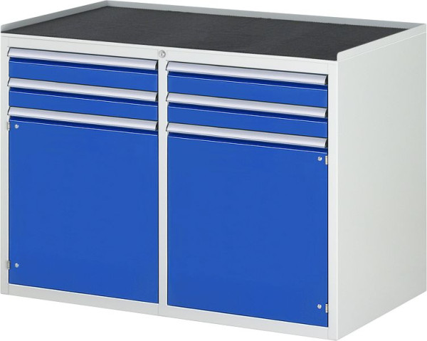 RAU Schubladenschrank Serie 7000, B1145xT650xH825mm, li: Schubladen 2xH90mm, Flügeltür, re: Schubladen 2xH90mm, Flügeltür, Metallauflage, 03-LL5.7.7A-MT.11